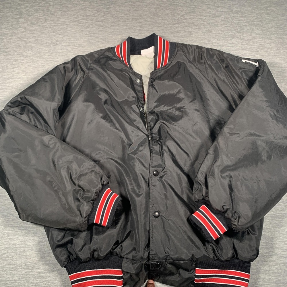Vintage Hartwell Jacket Mens Large Black Mira Costa Varsity Bomber USA 90s Nylon